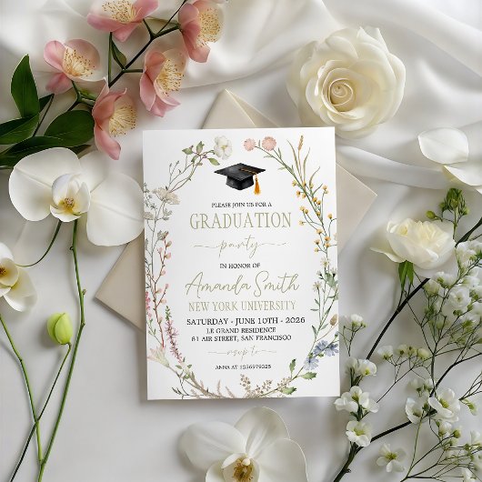 Meadow Wildflower Graduation Party Invite Einladung