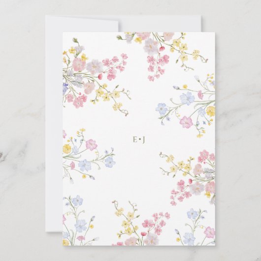 Meadow Wildflower Green Garden Wedding Invitation Einladung (Rückseite)