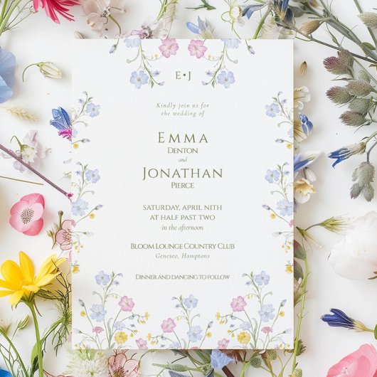 Meadow Wildflower Green Garden Wedding Invitation Einladung