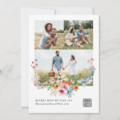 Meadow Wildflower QR Code Three Photo Wedding Einladung (Rückseite)