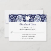 Meadow Wildflowers Blue Indigo Pattern Wedding RSVP Karte (Vorderseite)