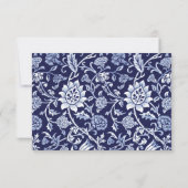 Meadow Wildflowers Blue Indigo Pattern Wedding RSVP Karte (Rückseite)