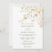 Meadow Wildflowers Boho Budget QR Code Wedding Einladung (Vorderseite)
