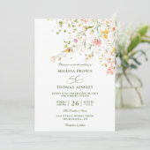 Meadow Wildflowers Boho Budget QR Code Wedding Einladung (Stehend Vorderseite)