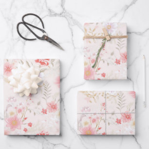 Meadowcore-Blumen-Cottagecore-Geschenk Geschenkpapier Set
