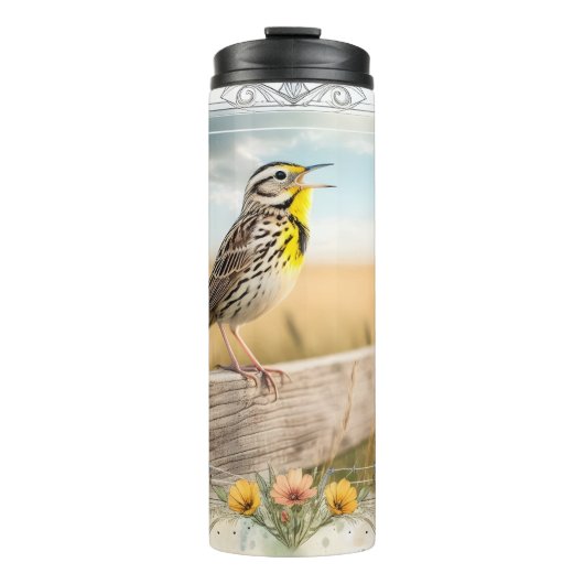 Meadowlark Songbird Watercolor Prairie Tumbler Thermosbecher (Vorderseite)