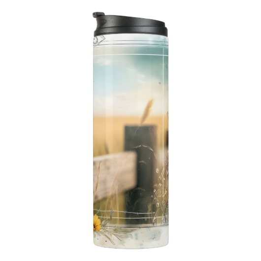 Meadowlark Songbird Watercolor Prairie Tumbler Thermosbecher (Nach rechts gedreht)