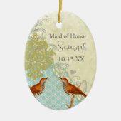 Meadowlark Vintag Love Bird Trauzeugin Keramik Ornament (Vorne)