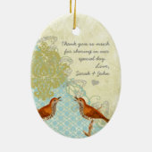 Meadowlark Vintag Love Bird Trauzeugin Keramik Ornament (Hinten)