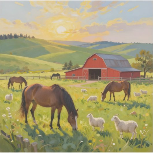 Meadowlight Morning - Square Vinyl Aufkleber (Vorderseite)