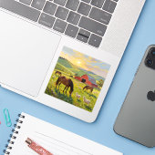 Meadowlight Morning - Square Vinyl  Aufkleber (Laptop mit iPhone)