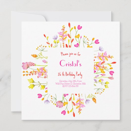 Meadows Blume Erwachsene Geburtstagsveranstaltung (Vorderseite)