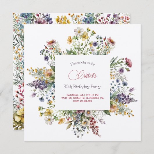 Meadows Blume Erwachsene Geburtstagsveranstaltung Karte (Vorne/Hinten)