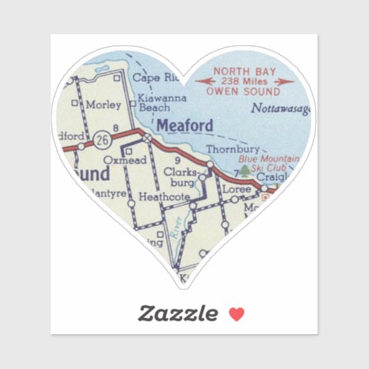 Meaford Ontario Vintag Map Aufkleber (Blatt)