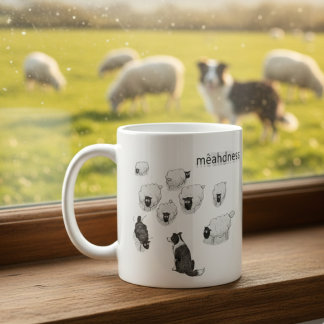 Mêahdness Funny Sheep Dog Pen Sketch Cartoon Kaffeetasse