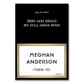 Meal Choice Modern Black & Gold Border Escort Card Tischnummer (Vorderseite)