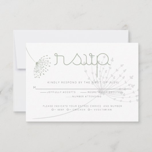 Meal Choice RSVP | Simple Sage Green Flower Einladung (Vorderseite)