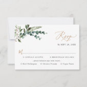 Meal Options Simple Modern Greenerity Gold Wedding RSVP Karte (Vorderseite)