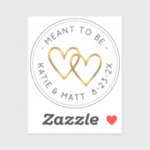Meant to be Double Heart Metallic Gold Wedding Aufkleber (Blatt)