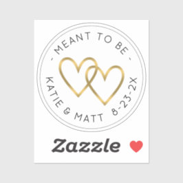Meant to be Double Heart Metallic Gold Wedding Aufkleber