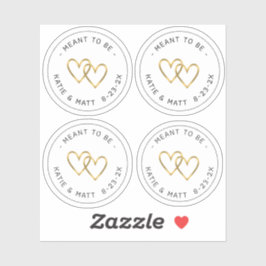 Meant to be Double Heart Metallic Gold Wedding Aufkleber