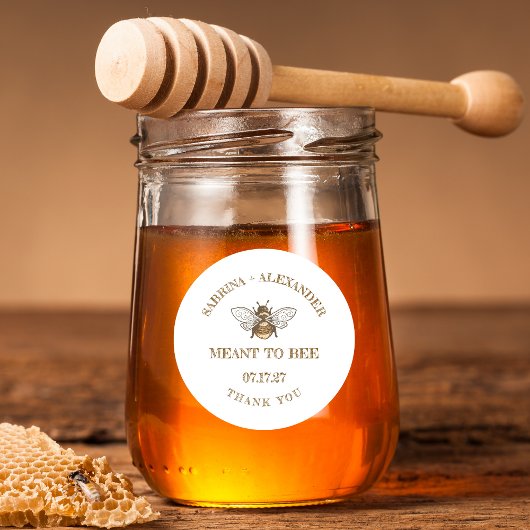 Meant To Bee Honey Jar Wedding Favor Labels Runder Aufkleber