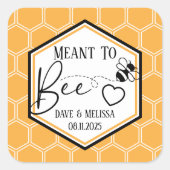 Meant to Bee Honeycomb Personalized Wedding Quadratischer Aufkleber (Vorderseite)