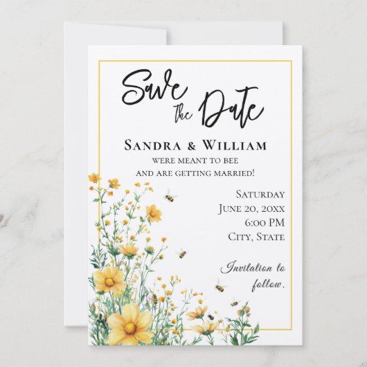 Meant to Bee Rustic Save the Date Einladung (Vorderseite)