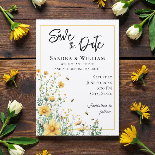 Meant to Bee Rustic Save the Date Einladung