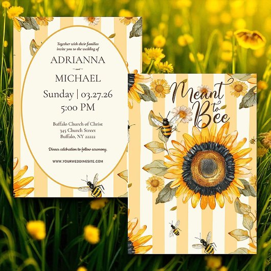 Meant to Bee Rustic Wedding Invitation Einladung
