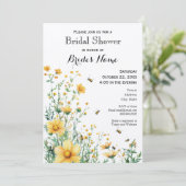 Meant to Bee Rustic Yellow Bridal Shower Einladung (Stehend Vorderseite)