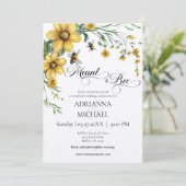 Meant to Bee Rustic Yellow Wedding Invitation Einladung (Stehend Vorderseite)