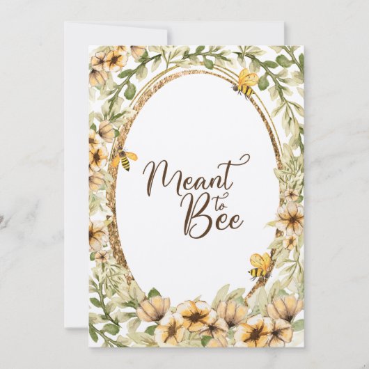 Meant to Bee Rustic Yellow Wedding Invitation Einladung (Vorderseite)