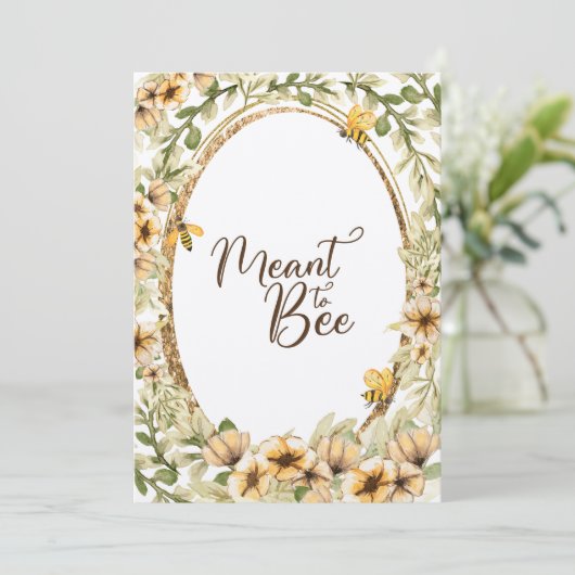 Meant to Bee Rustic Yellow Wedding Invitation Einladung (Stehend Vorderseite)