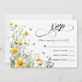 Meant to Bee Rustic Yellow Wedding RSVP Einladung (Vorderseite)
