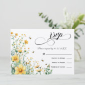 Meant to Bee Rustic Yellow Wedding RSVP Einladung (Stehend Vorderseite)