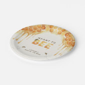 Meant to Bee Waben Wasserfarbe Junggesellinnen-Abs Pappteller (Schrägansicht)