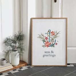 Meas & Greetings | Nautische Weihnachtsanschor dru Poster