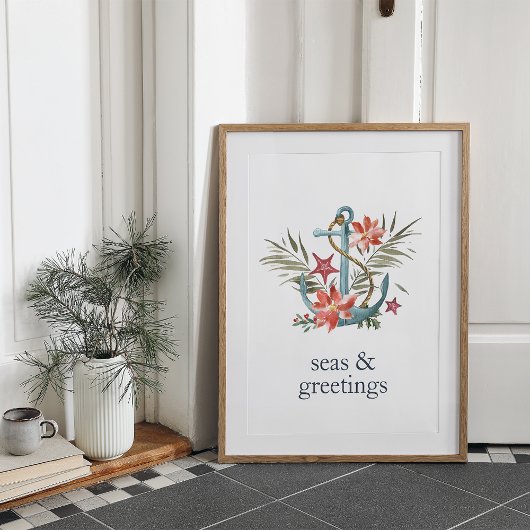 Meas & Greetings | Nautische Weihnachtsanschor dru Poster