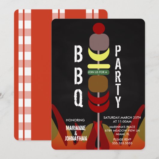 Meat Skewers GRILLEN Cook Out Party Einladung (Vorne/Hinten)