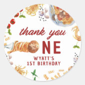 Meatball Italienisch 1. Geburtstag Runder Aufkleber (Vorderseite)