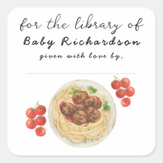 Meatball pasta baby shower For the library of Quadratischer Aufkleber