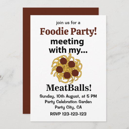 Meatballs Funny Meeting mit meinen Meatballs Einladung (Vorne/Hinten)