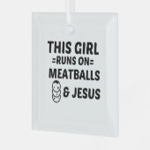 MEATBALLS UND JESUS ORNAMENT AUS GLAS (Vorderseite links)