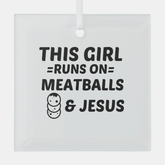 MEATBALLS UND JESUS ORNAMENT AUS GLAS (Vorderseite)