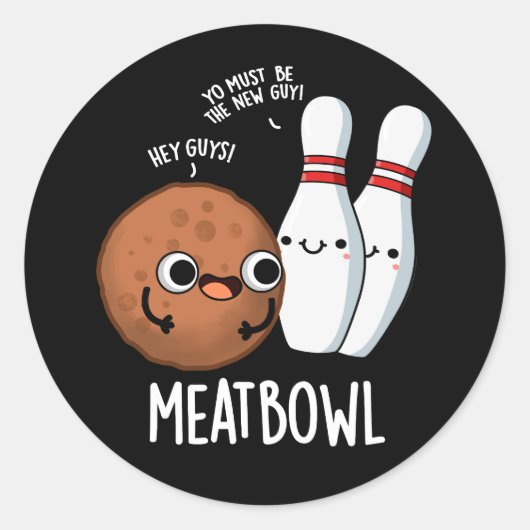 Meatbowl Funny Meatball Puff Dark BG Runder Aufkleber (Vorderseite)