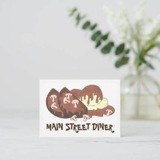 Meatloaf Meat Loaf Potato Restaurant Food Diner Visitenkarte (Stehend Vorderseite)