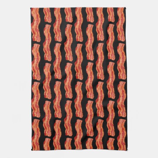 Meaty Bacon Pattern Black Background Handtuch (Vertikal)