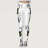 Meau! Whimsical Black Cat Leggings (Vorderseite)