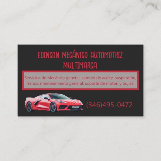 Mecánico Automotriz Business Card Visitenkarte (Vorderseite)